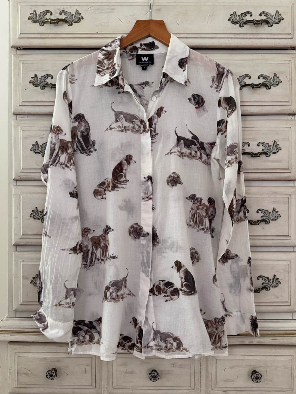 Dog Novelty Print Button Shirt